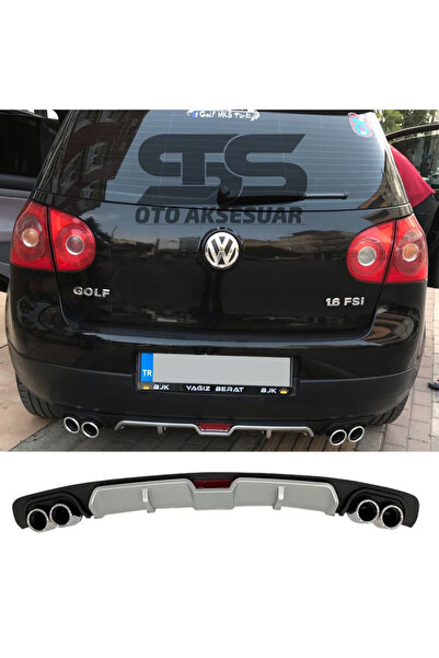 STS Oto Aksesuar Volkswagen Golf 5 Difüzör Arka Tampon Eki 4 Egzoz Çıkışlı Gri