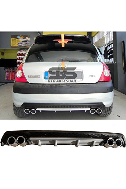 STS Oto Aksesuar Renault Clio 2 HB Difüzör Arka Tampon Eki 4 Egzoz Çıkışlı Gr...