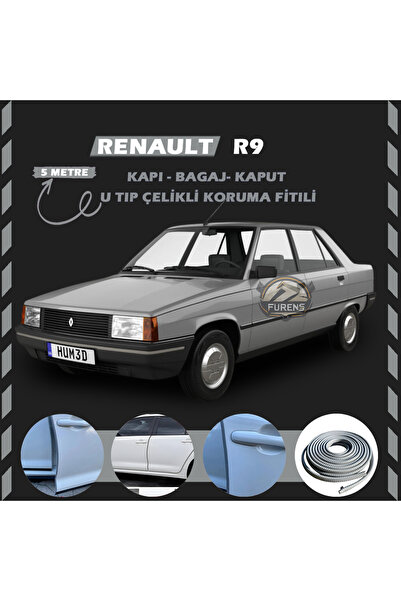 STS Oto Aksesuar Renault R9 Oto Araç Kapı Koruma Fitili 5metre Parlak Gri Renk