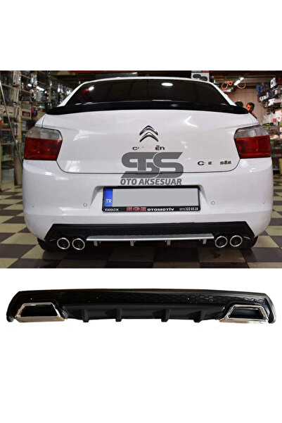 STS Oto Aksesuar Citroen C-elysee Difüzör Arka Tampon Eki 2 Egzoz Çıkışlı Siy...
