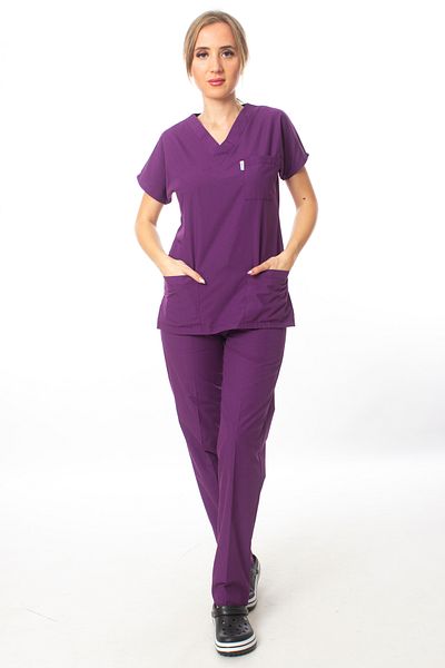 Simirna Üniforma Σετ χειρουργικής γιατρού νοσοκόμας Scrubs Purple Jersey