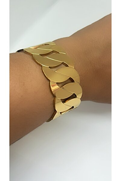 By Semra Kuyumcu Işçiliğinde Kaplama Kaburga Gold Zincir Örgü Çelik Bileklik ...