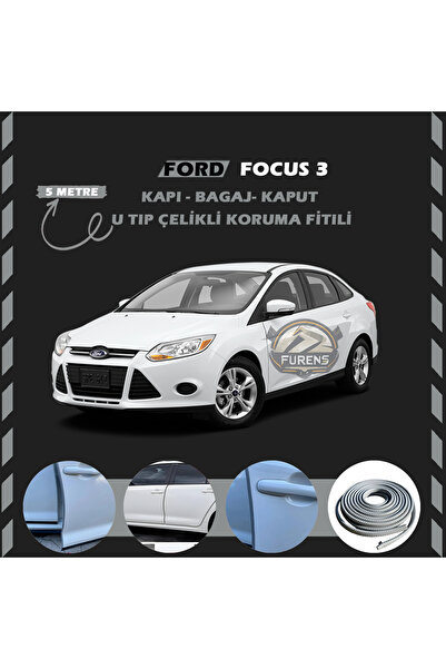 STS Oto Aksesuar Ford Focus 3 Oto Araç Kapı Koruma Fitili 5metre Parlak Gri Renk