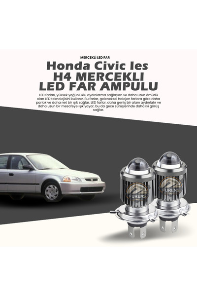 STS Oto Aksesuar Honda Civic İes Mercek Led Xenon Uzun - Kısa Çift Renk