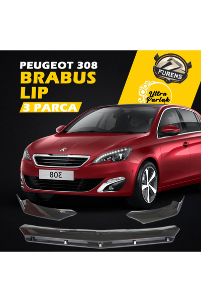 STS Oto Aksesuar Peugeot 308 Uyumlu Brabus Ön Lip 3 Parça Kanatlı Lip