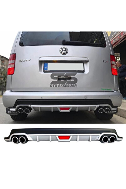 STS Oto Aksesuar Volkswagen Caddy Difüzör Arka Tampon Eki 4 Egzoz Çıkışlı Gri