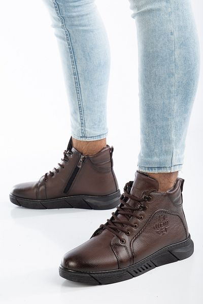 YADE MODA Genuine Leather Full Orthopedic Special Sole With Fur Inside Cold Weather Resistant Rubber Sole Men's Boots