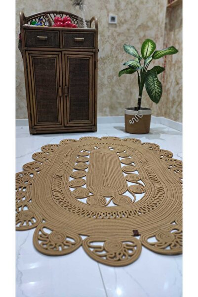 BHR Creative El Dokuma Jüt Hasır Halı Kilim Paspas Yolluk Dekoratif Model