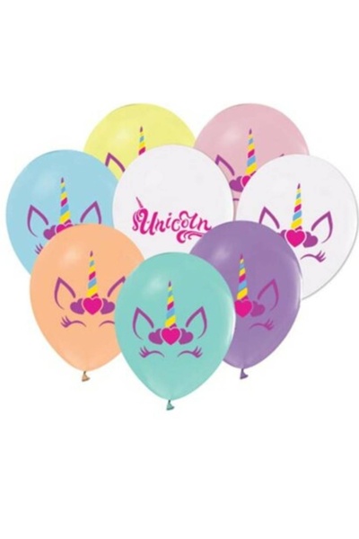 Çemrek Süs Parti بالون بطبعة يونيكورن 10 قطع 12 بوصة