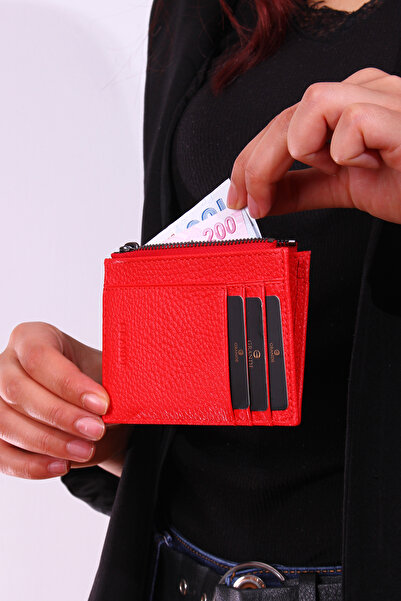 Grande 853 Unisex genuine leather slim card holder RED