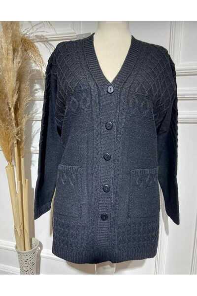 Generic Brand Buttoned Winter Mother Wool Cardigan with Pockets