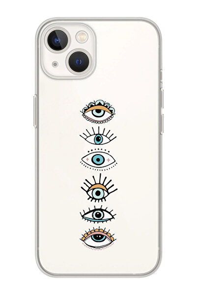 shoptocase Iphone 15 Uyumlu Sıralı Gözler Tasarımlı Premium Şeffaf Telefon Kı...