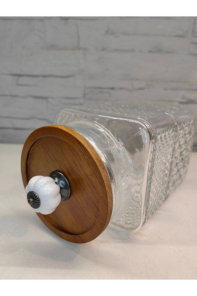 ALANYA HOME DECOR AKACIA LUXURY JAR WITH LID 2000ML AKASIA LID LUXURY JAR 2000ML(12x12x24CM)