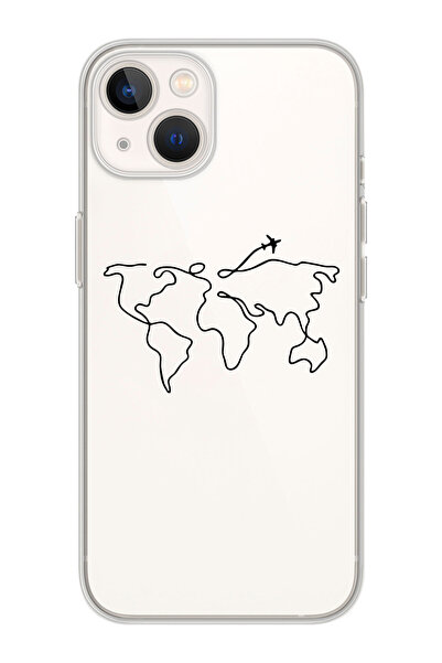 shoptocase Iphone 15 Uyumlu Harita Çizgisel Tasarımlı Premium Şeffaf Telefon ...