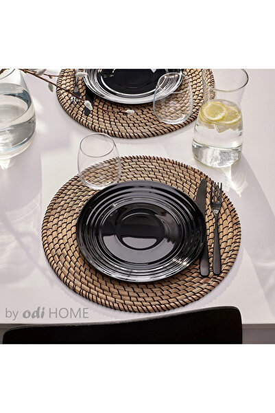 IKEA Modern 4 Adet Servis Tabağı Temperli Cam Parlak Siyah 24 cm 4 Parça Cam Mikrodalgada Kullanılabilir