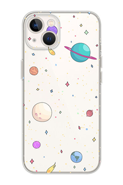 shoptocase Iphone 15 Uyumlu Gezegenler Tasarımlı Premium Şeffaf Telefon Kılıfı