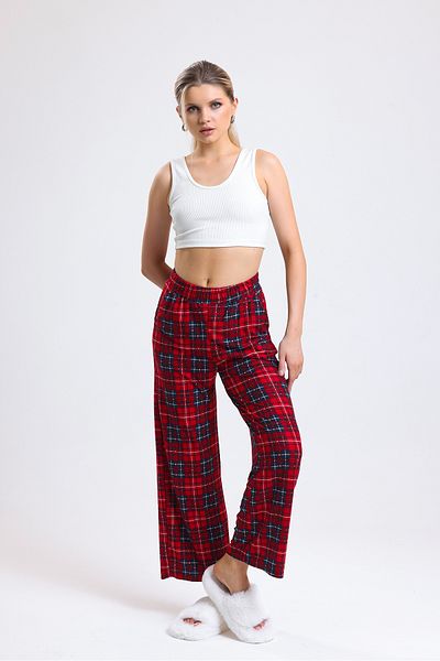 Babelook Women's Red Checkered Pajama Bottoms