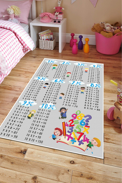 Modern home Çarpım Tablosu Dijital Baskı Dot/Keçe Çocuk Halısı Makinada yıkan...