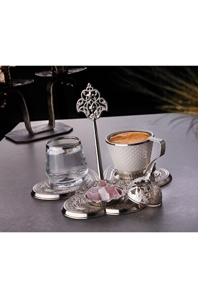 MOS'EV Single Silver Metal Porcelain Coffee Set
