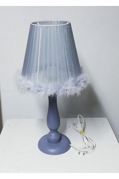 TEKAY AYDINLATMA Gray Head Lampshade with Gray Wooden Legs