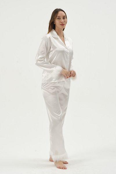 SATTENS Women's satin Pajama Set plush furry