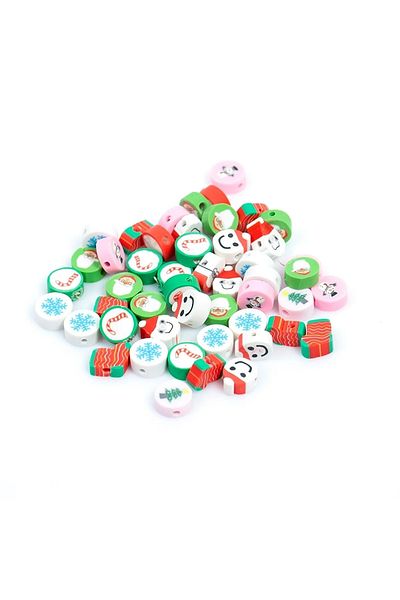 Hobimos Mixed Christmas Figures Polymer Clay Beads 100 Pieces