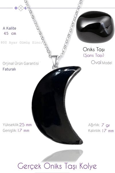 Tesbih Atölyesi Moon Model Onyx Stone Necklace