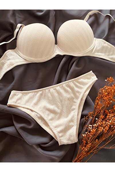 Lunary Σετ σουτιέν με μπεζ μοτίβο με στήριγμα - Γυναικεία εσώρουχα