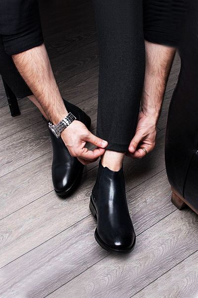 BENGAL Black Gustavo 100% Genuine Leather Guaranteed Men's Chelsea Boots