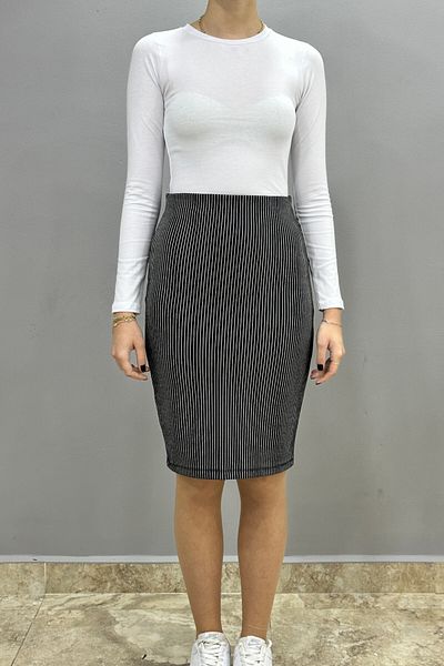 Tam Moda Fustă creion Damă Dună Negru - Alb