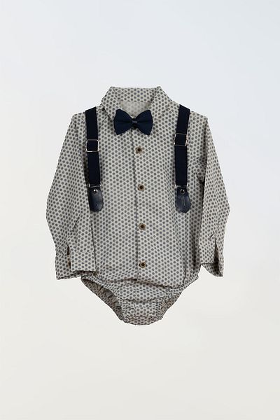 LULU Kids Boy's Suit with Bow Tie, Bodysuit Shirt and Slopet Model "Wind