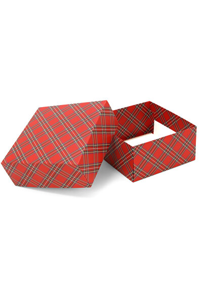 Milim Matbaa 20 Adet 23x23x11,5 cm Kırmızı Ekose Karton Kutu