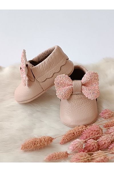 Hodore Sofia Powder Genuine Leather Baby Loafers
