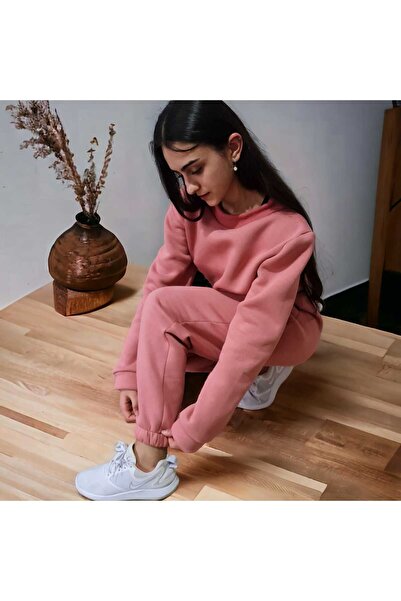 Pupa Γυναικείο Dusty Rose Leg Elastic Thick Fleece Sweatpants Jogger