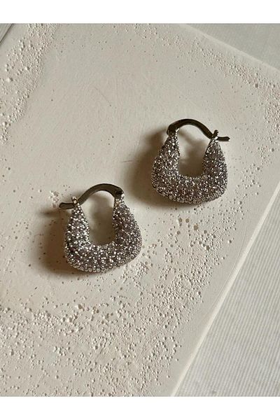 Rossetto Atelier RS Steel Silver Jewelled Mini Hoop Earrings