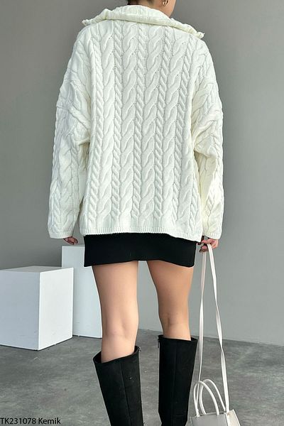 sewing story Ecru Knit Detailed Knitwear Kzak
