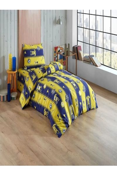 üntaş Üntaş Fan Yellow Navy Blue Single Duvet Cover Set fbtaraftartek
