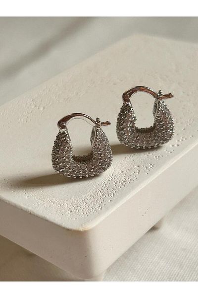 Rossetto Atelier RS Steel Silver Jewelled Mini Hoop Earrings
