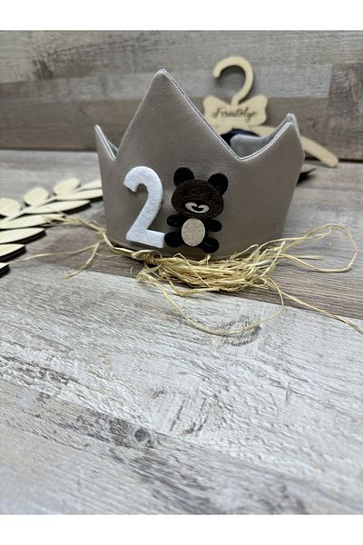 Feriatolye Teddy bear concept, 1 year old, 2 year old, 3 year old birthday party crown