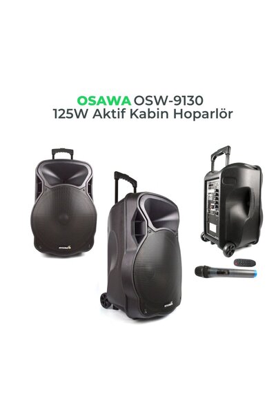 Genel Markalar OSW-9130 UHF BT+USB 30 CM HOPARLÖRLÜ 1 TELSİZ EL MİKROFONLU ŞARJLI PORTATİF ANFİ