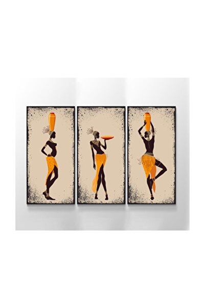 Meteor Galeri Afrikalı Siyahi Kadın Resimli 3 Parçalı Kanvas Tablo / En 90cm ...
