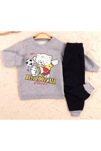 Moyes 6-18 months Baby Boy Thick Fabric Fleece 100% Cotton 3 Strings Tracksuit Set (Buy One Size At Least)