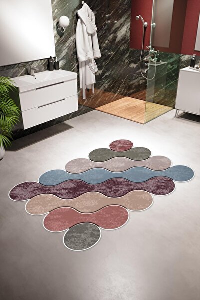 10 Post Online Banyo Paspası Eskitme Modern Gri Kaydırmaz Kesme Yıkanabilir I...