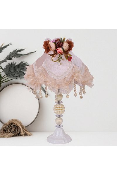 Dekovien Mink Lace Decorated Velvet Lampshade - 30x50cm Vintage Model AB1005