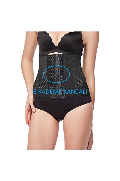 KorSeZen مشد الخصر المصنوع من اللاتكس 4 من الفولاذ مع خطاف من 6 مستويات