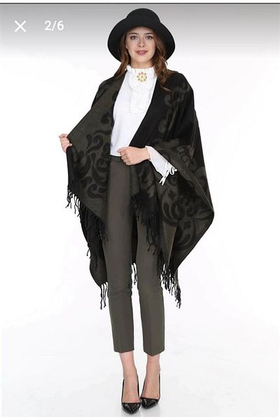 Nilbutik Women's Double Sided Shoulder Shawl Poncho