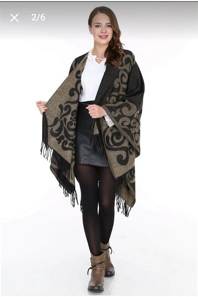 Nilbutik Women's Double Sided Shoulder Shawl Poncho