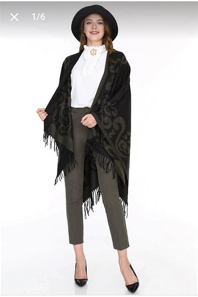 Nilbutik Women's Double Sided Shoulder Shawl Poncho