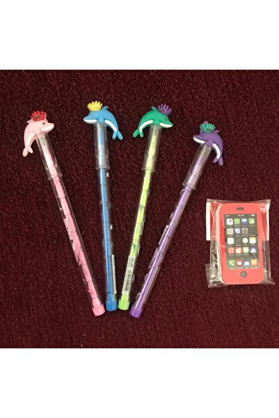 Esmay مجموعة أقلام وضع البيض مكونة من 4 أقلام وممحاة على شكل هاتف