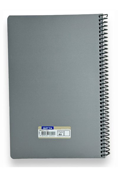 Gıpta GIPTA METAL NOTES PLASTIC COVER SPIRAL 17 * 24 80 YPWITHOUT STRIPES – GRAY